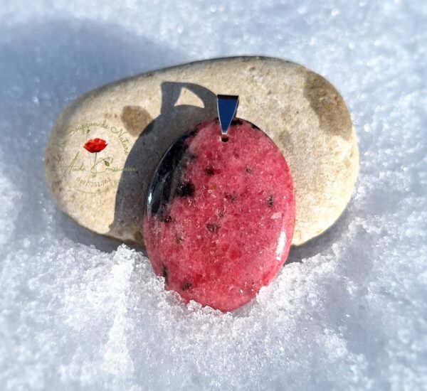 Pendentif ovale en Rhodonite AA+