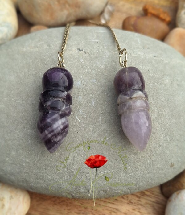 Pendule Egyptien en Améthyste chevron