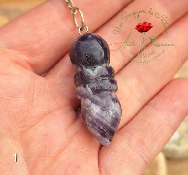 Pendule Egyptien en Améthyste chevron