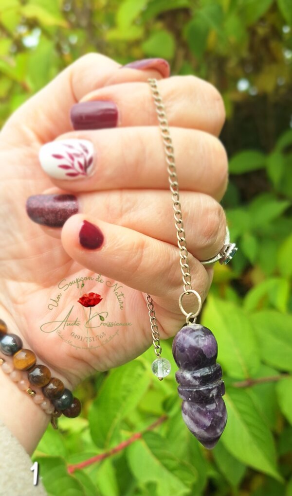 Pendule Egyptien en Améthyste chevron