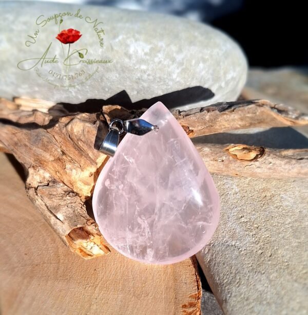 Pendentif "Quartz rose goutte"