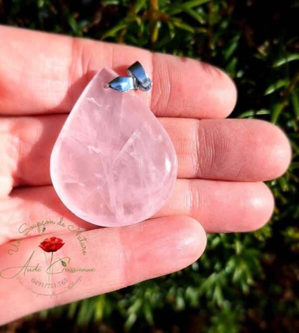 Pendentif "Quartz rose goutte"