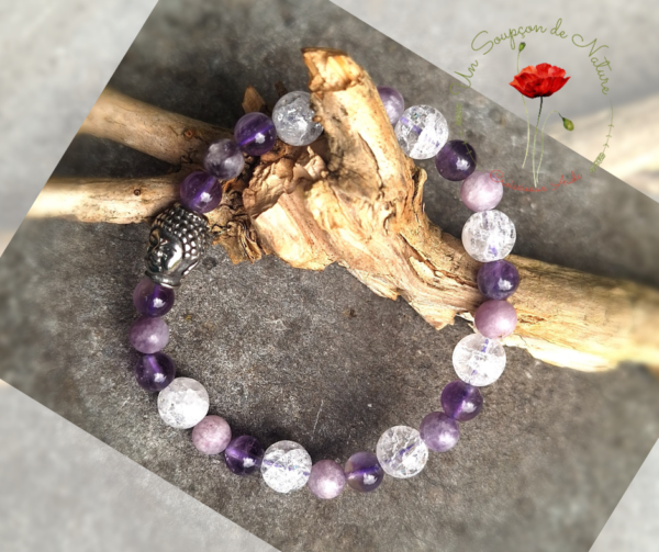 Lépidolite, Améthyste et Quartz Crack