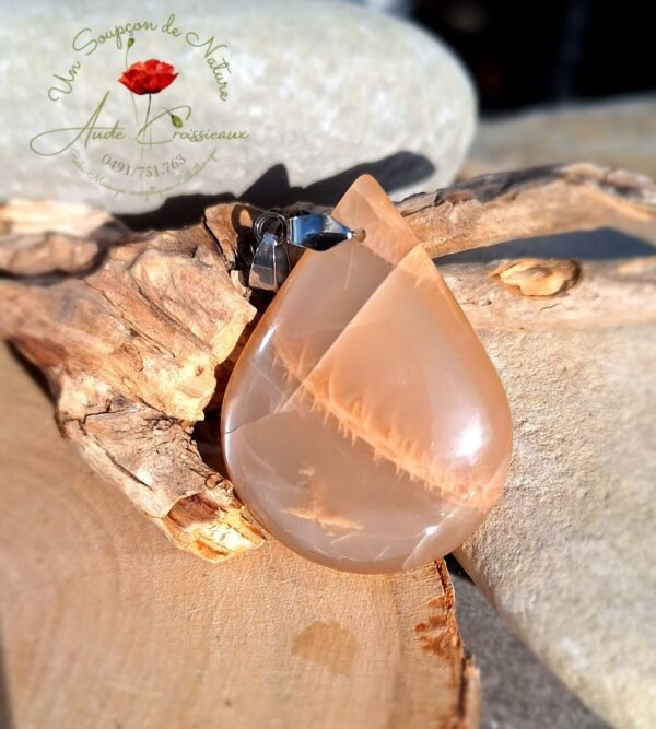 Pendentif  Pierre de lune orangée "goutte"
