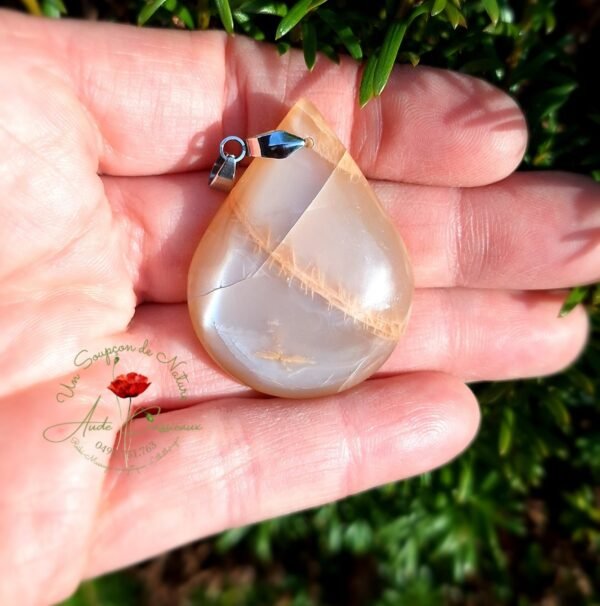 Pendentif  Pierre de lune orangée "goutte"