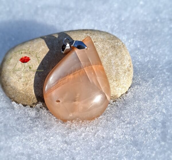 Pendentif  Pierre de lune orangée "goutte"