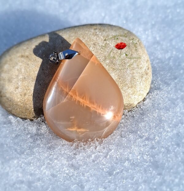 Pendentif  Pierre de lune orangée "goutte"