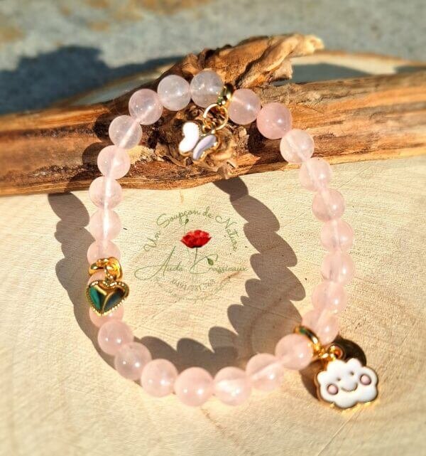 Bracelet Bulle d'amour enfant en Quartz Rose